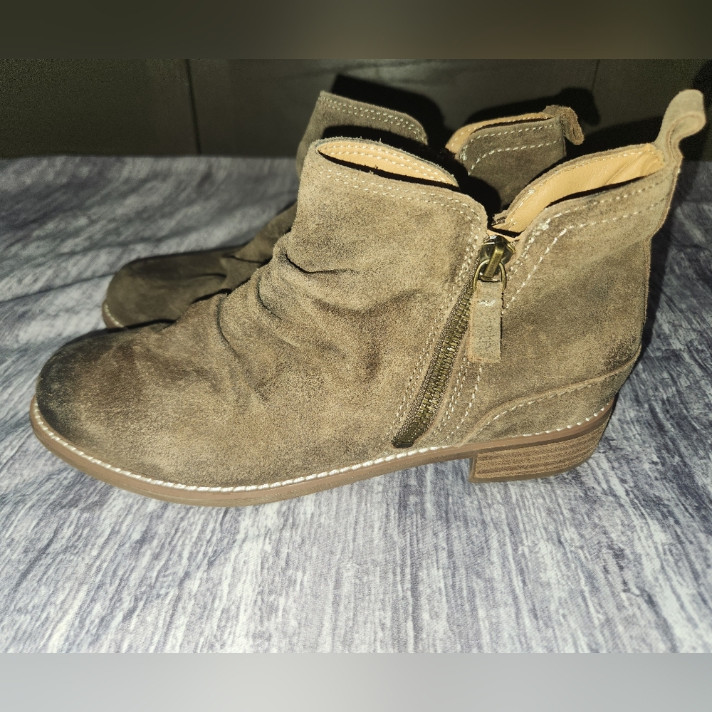 Suede Leather Ankle Boots With‎ Zipper Casual Everyday Comfortable